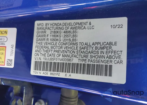 2022 Acura Tlx A-Spec Package from USA, damaged, VIN 19UUB5F51NA005867